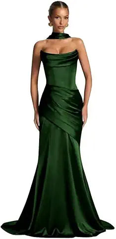 WOMENS SATIN DRESS WITH SCARF