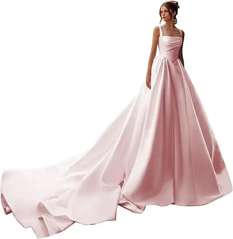 SQUARE NECK SATIN DRESS