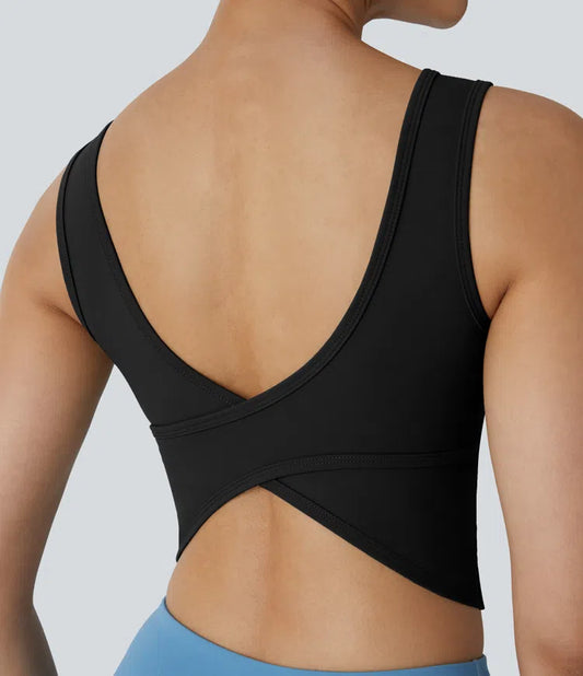 U NECK CROSSOVER BARRE BALLET DANCE TANK TOP