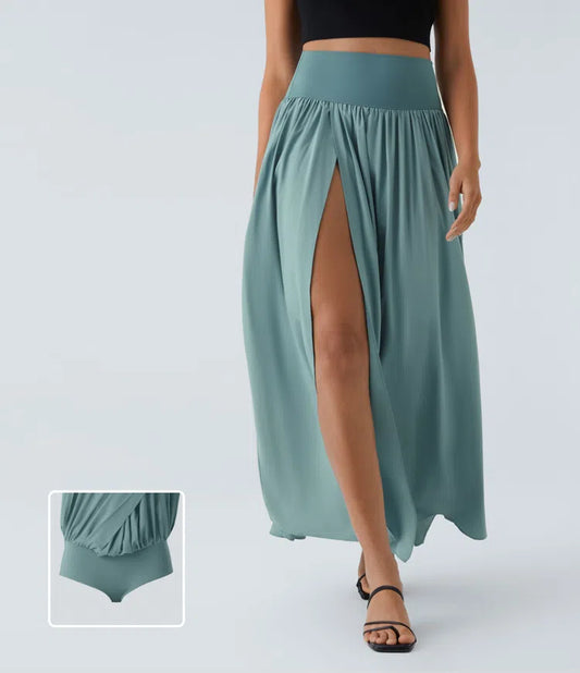 BREEZEFUL HIGH WAISTED SPLIT 2 IN 1 FLOWY QUICK DRY MAXI CASUAL SKIRT