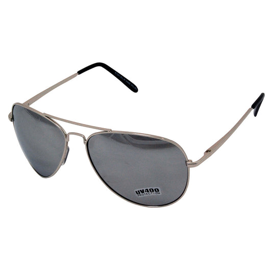 AVIATE STEEL AND BLACK AVIATOR SUNGLASSES