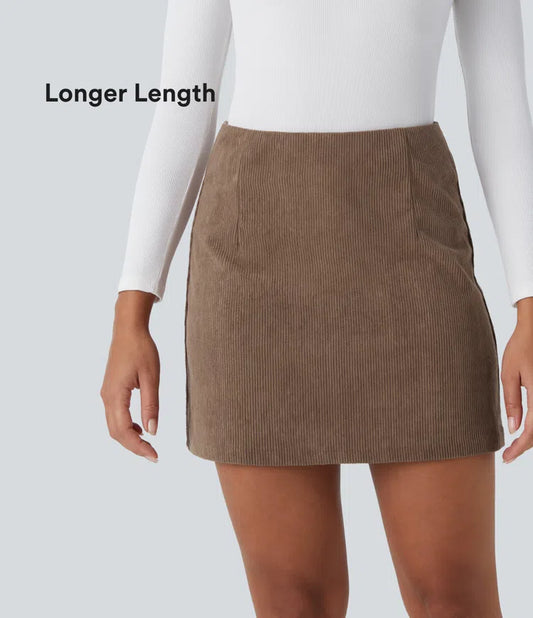 HIGH WAISTED 2 IN 1 A LINE MINI CORDUROY CASUAL SKIRT
