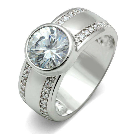 ALAMODE RHODIUM BRASS RING WITH CZ