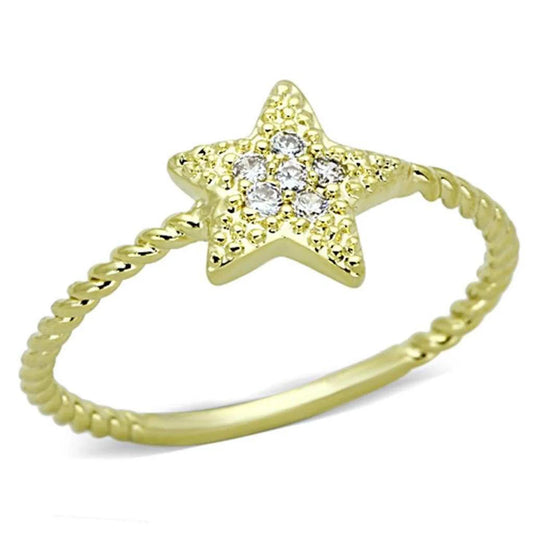ALAMODE GOLD BRASS RING WITH CZ