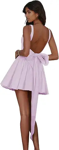 SATIN DRESS WITH BOW STRAPS