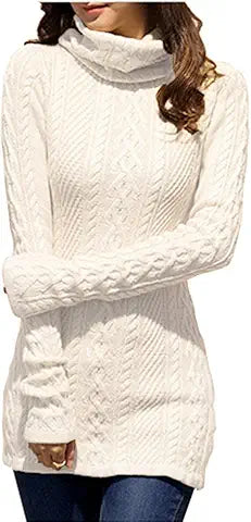 WOMEN POLO NECK LONG SLIM SWEATER