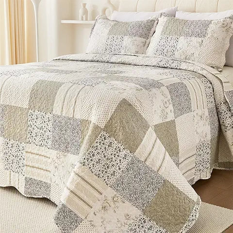 CMF SHAPE SUMMER FLORAL QUEEN QUILT SET