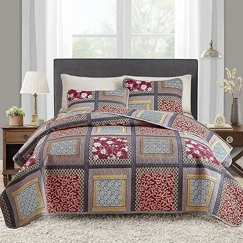 2 PIECES PATCHWORK QUILT SET TWIN
