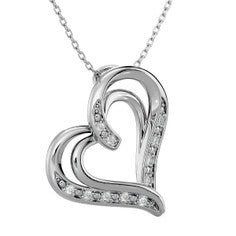 10 DIAMOND NATURAL ROSE CUT HEART NECKLACE WITH 18 INCH CHAIN